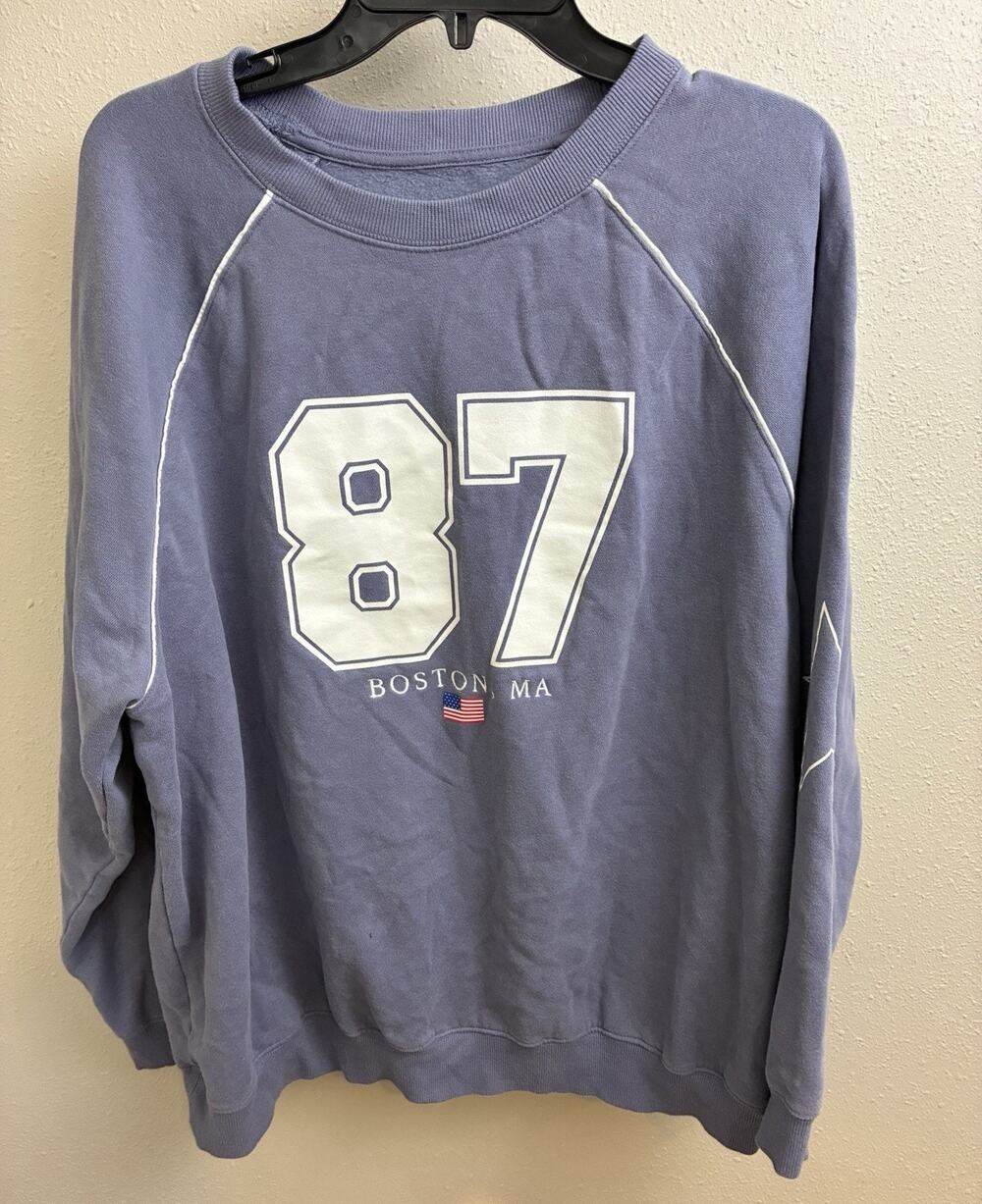 Aeropostale Sweatshirt Teens Large Blue Cloud Soft 87 Boston USA Fleece Pullover